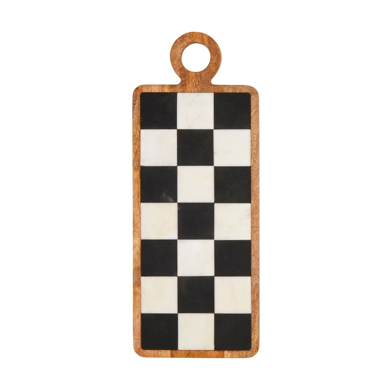 Black & White Checkered Marble Rectangle Board