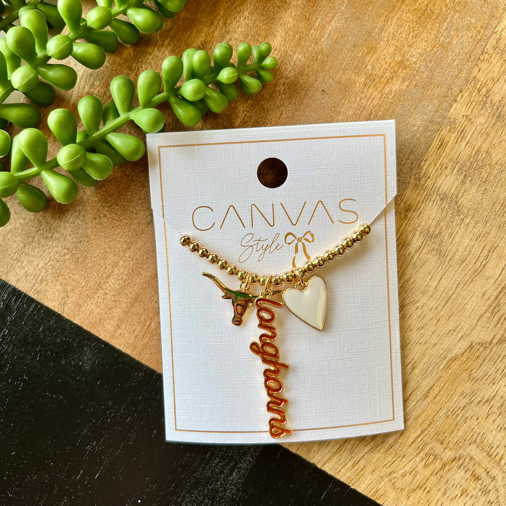 Texas Longhorns Ball Bead 3 Charm Necklace