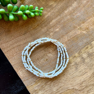 White Tiny Bead 4 Bracelet Set