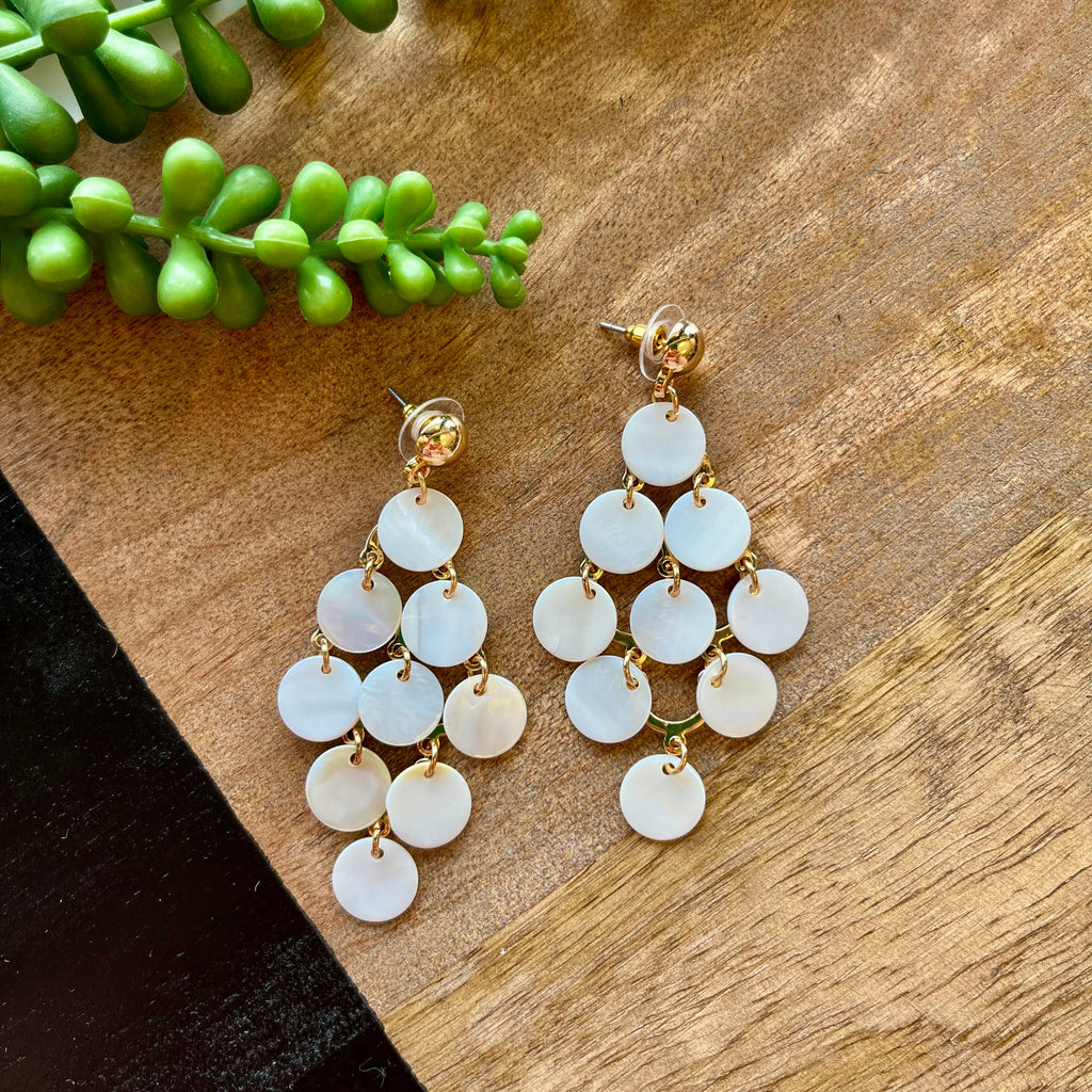 White Circle Tiered Earrings