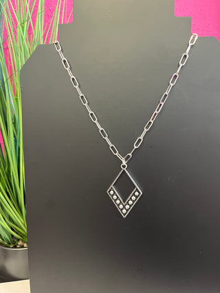 Silver Dot Diamond Chain Necklace