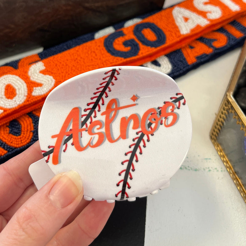 Astros White Baseball Hair Clip