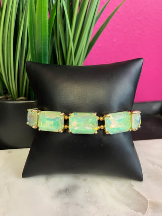 Too Chic Rectangle Large Mint Green Crystal Bracelet