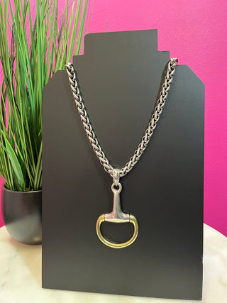 Silver & Gold Large Horsebit Necklace