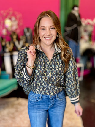 Midnight Blue Floral Print Top