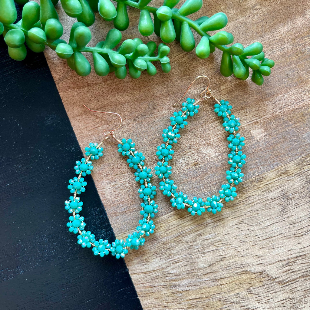 Mint Flower Teardrop Earrings