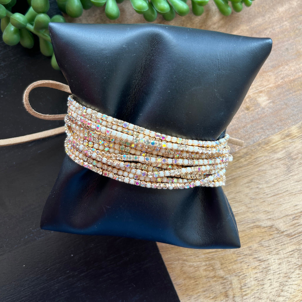 Crystalized Nude Tiny Crystal Bracelet Set