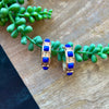 Gold & Square Royal Blue Stone Hoops