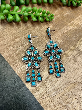 Turq Flower Dangle Earring