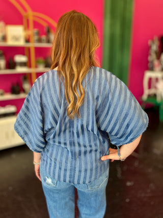 Indigo Blue Striped Top