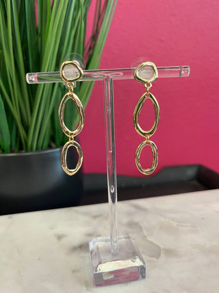 Gold Hammered Oval Earrings