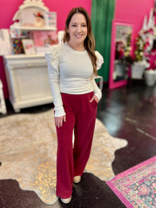 Maroon Essentials Wide Leg Pants