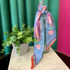 Blue & Pink Ribbon Print Twilly