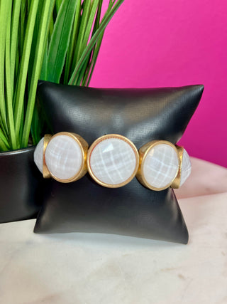 White & Gold Circle Stretch Bracelet