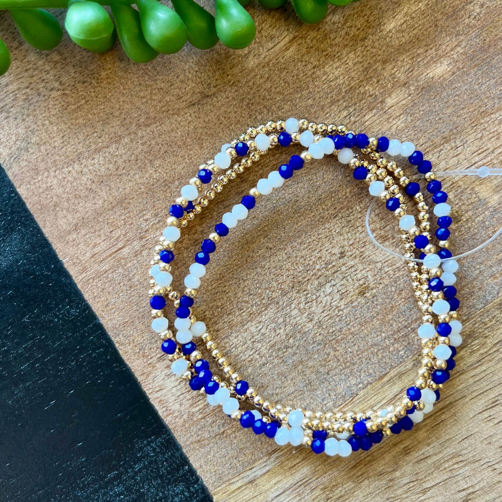 Royal Blue Small Bead Gameday Bracelet Set