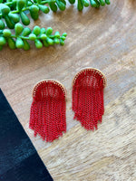 Red Chain Half Circle Earring