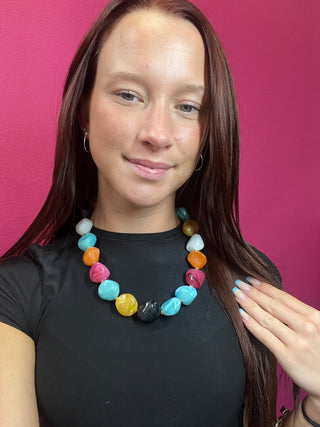 Multi Color Chunky Stone Necklace