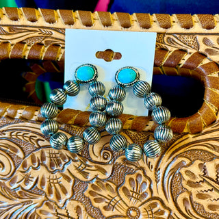 Silver Beaded Loop & Turq Earring