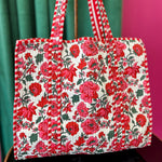 Poppy Lane Red & Print Floral Tote Bag