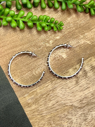 Silver Scattered Dot Hoop Earring