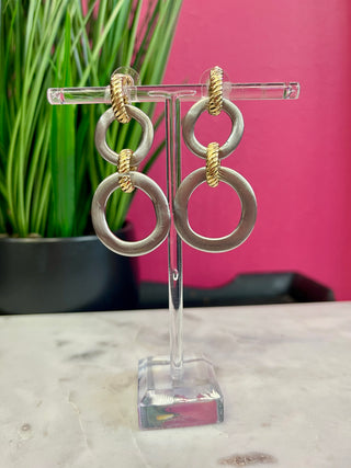 Mixed Metal Matte Silver Circle Earrings