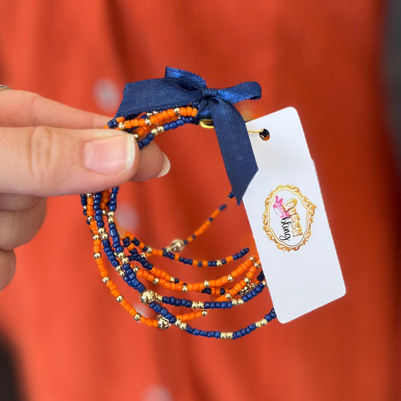 Navy & Orange 7S Bracelet Set