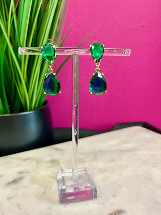 Too Chic Green Double Teardrop Earring