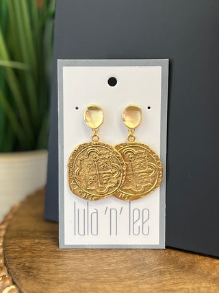LNL Gold Medallion Earrings