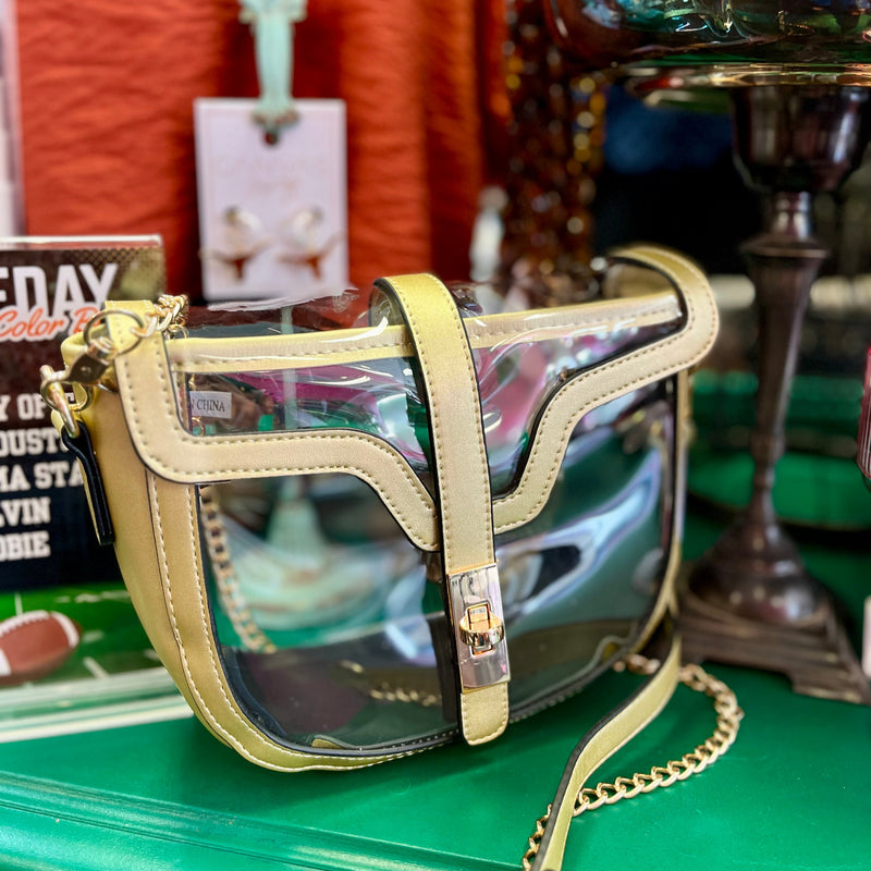 Gold & Clear Saddle Bag Purse