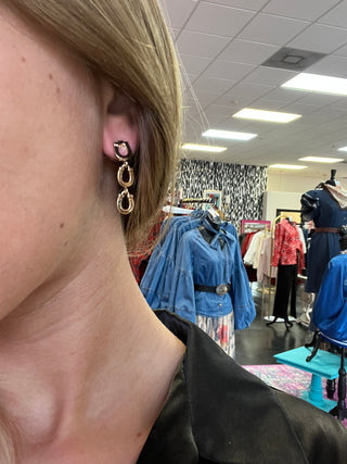 Gold Small Horseshoe Dangle Earring