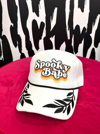 Spooky Babe White & Black Captain Hat