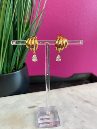 Dovely 18K Gold Classic CZ Drop Earring - Water Resistant