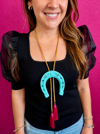 Turquoise Large Horseshoe Bolo