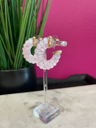 Light Pink Fan Hoop Earrings