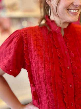 Lilly Red Eyelet Top