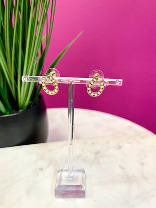 Gold & Pearl Horseshoe Stud Earrings