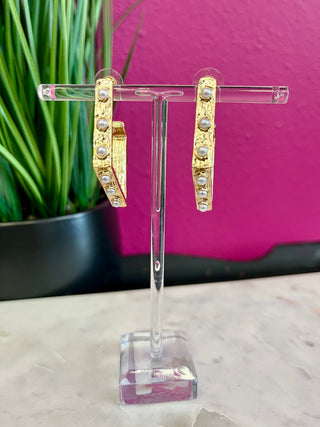 Pearl & Gold Diamond Hoop Earring