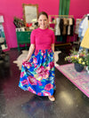 Royal Blue Floral Print Maxi Skirt