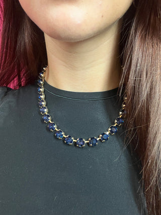 Navy Full Crystal Necklace