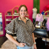 Taupe Leopard Print Half Zip Top