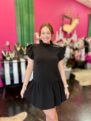 Black Bubble Hem Dress