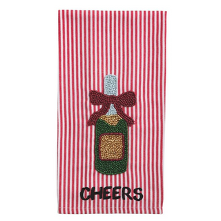 Cheers Champagne Beaded Tea Towel 