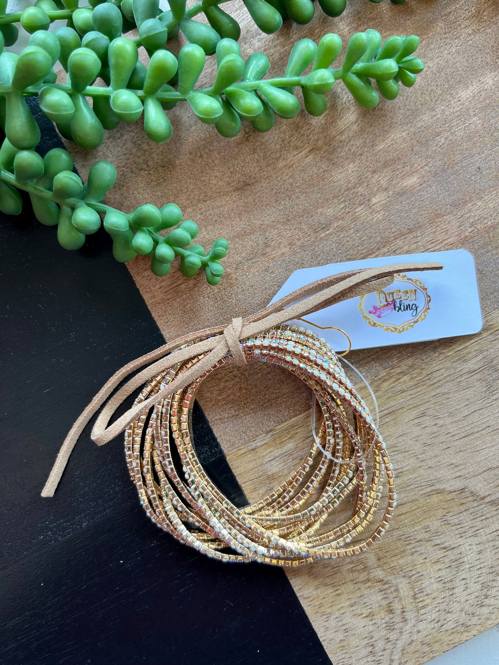 Crystalized Nude Tiny Crystal Bracelet Set