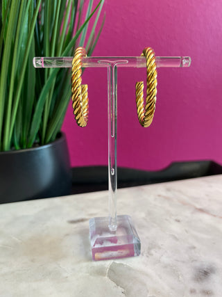 Gold Rope Lg Hoop Earring - Water Resistant