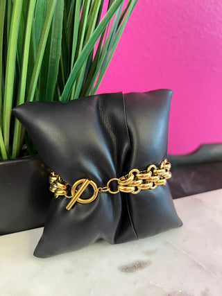 Donni 18K Gold Bold Weave Bracelet - Water Resistant