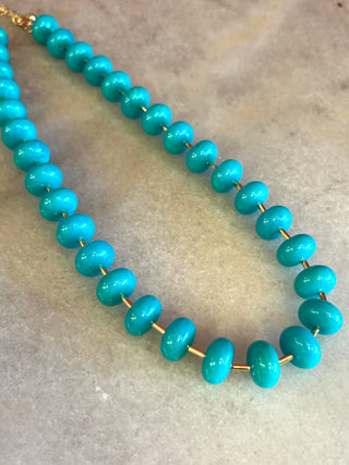 Turquoise Round Bead & Gold Necklace