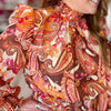 Brown Paisley Print Lurex Chiffon Dress