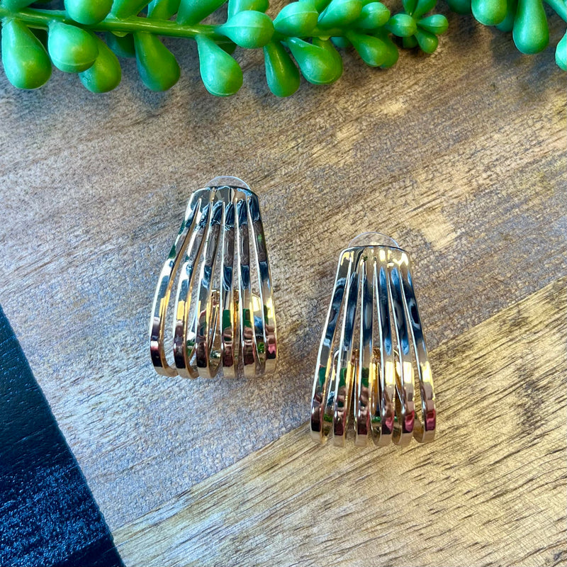 Gold 6Bar Hoop Earrings