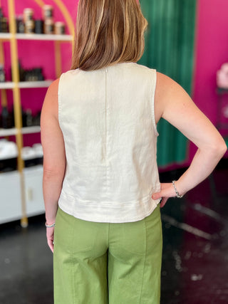 Cream Horsebit Sleeveless Top