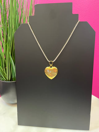 Gold Plated heart & Crystal Necklace